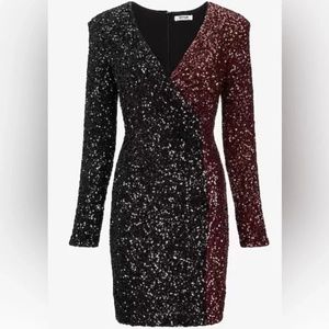 NWT Special Edition Faux Wrap Sequin Dress (Two Tone)